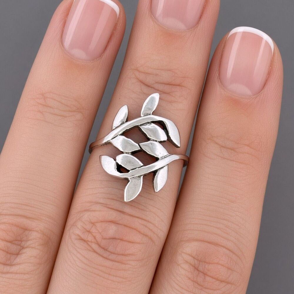 Leaf Sterling Silver Ring SZ 7